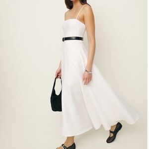 Reformation Monette White Linen Dress